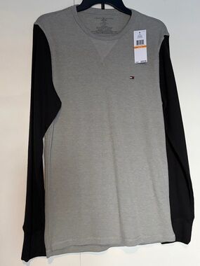 NWT: Tommy Hilfiger Long Sleeve Crewneck — Gray Body with Black Sleeves